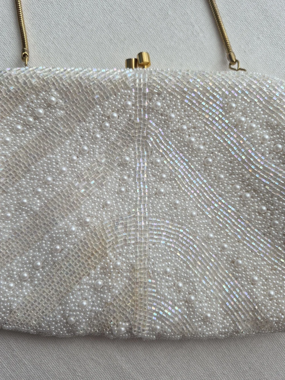 Vintage White Beaded Evening Bag